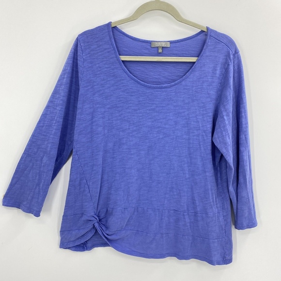 Habitat Women Tunic Top Periwinkle Size Medium Long Sleeve Twist Front Lagenlook